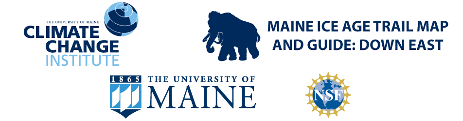 logos for the climate change institute, ice age map and NSF
